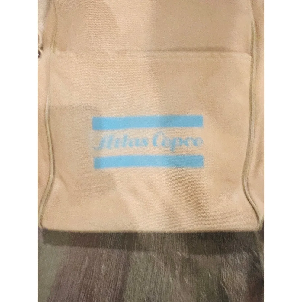 Vintage Atlas Copco Canvas Messenger Bag Tan Blue Industrial Shoulder Bag Work